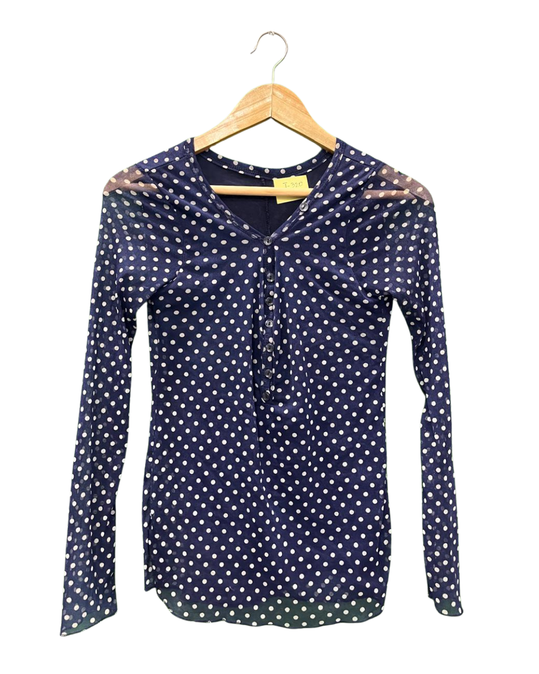 BLUE AND WHITE POLKA DOT TOP