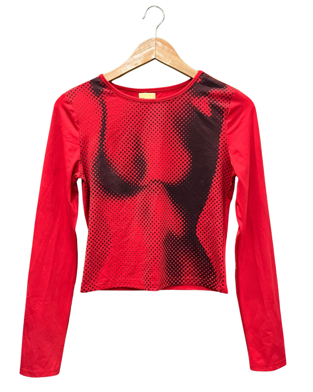 RED Y2K BODY SHAPE PRINT TOP