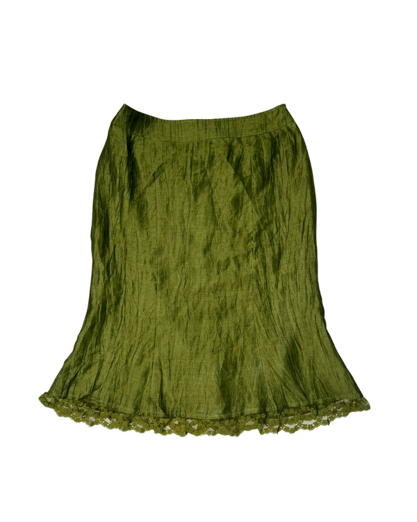 OLIVE CRINKLE SKIRT