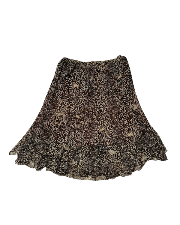 BROWN PRINT SKIRT