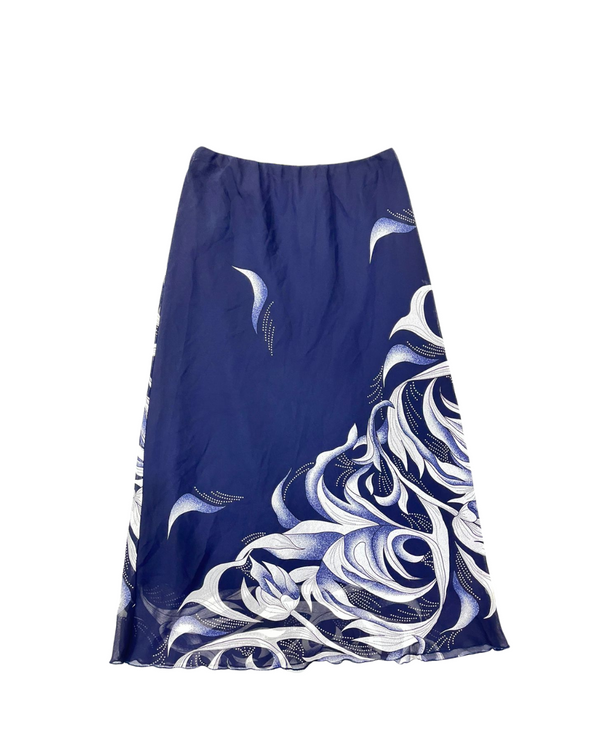 DARK BLUE PRINTED SKIRT