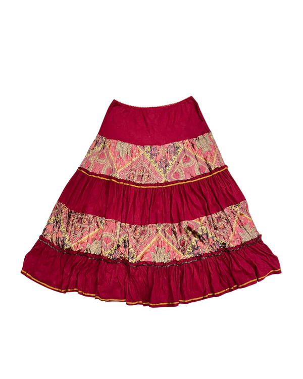 RED PEASANT BOHO SKIRT