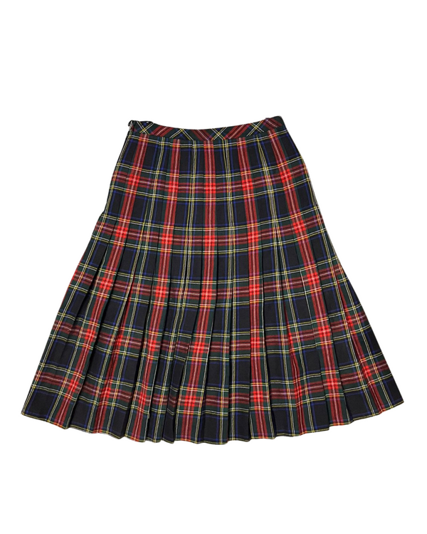 RED TARTAN PLEATED SKIRT