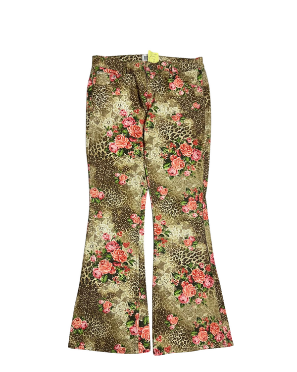 BDG ANIMAL AND FLORAL LOW RISE FLARED JEANS