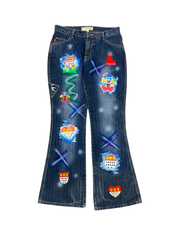 PAINTED DENIM FLARED JEANS