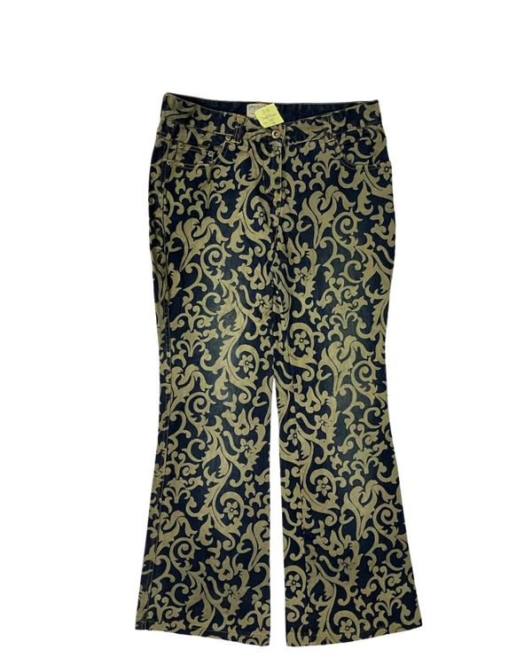 BLACK AND GOLD PATTERN DENIM JEANS