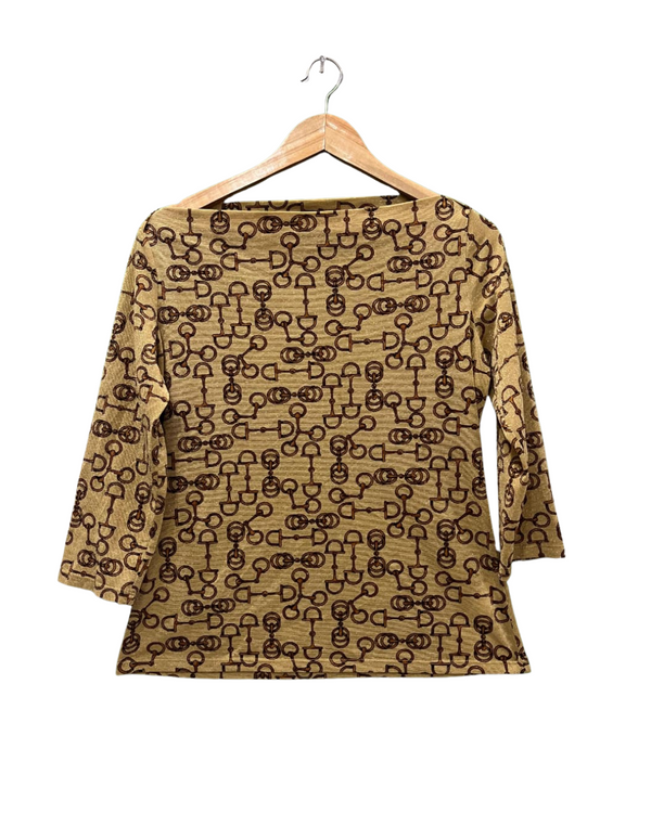 ZARA PRINTED BOAT-NECK TOP