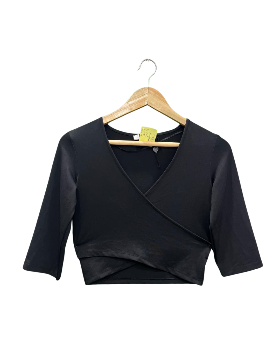 JENNYFER BLACK CROSSOVER FRONT CROP TOP