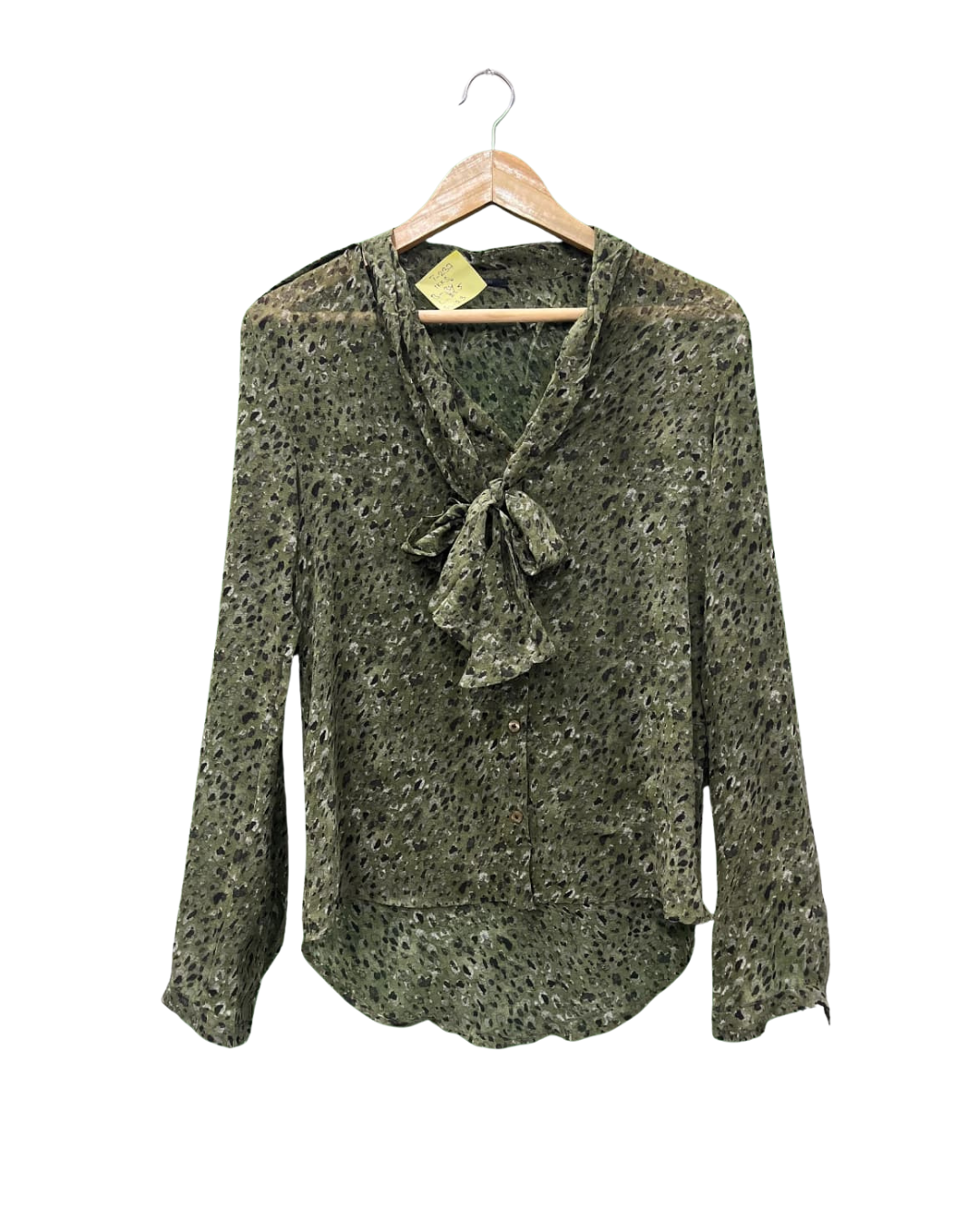 IKKS GREEN TIE-UP NECK SHIRT