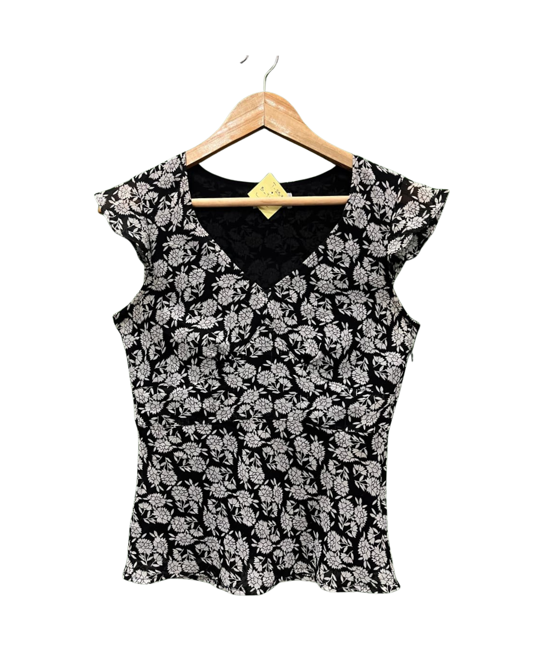 FLORAL PRINTED RUFFLED CAP SLEEVE TOP