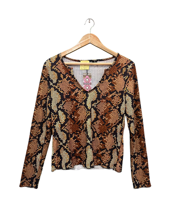 BOOHOO ANIMAL PRINT FULL SLEEVE TOP