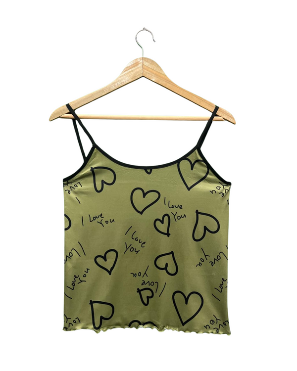 OLIVE HEART PRINT CAMI-SOLE