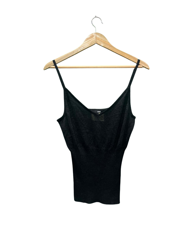 H&M BLACK RIBBED CAMI-SOLE