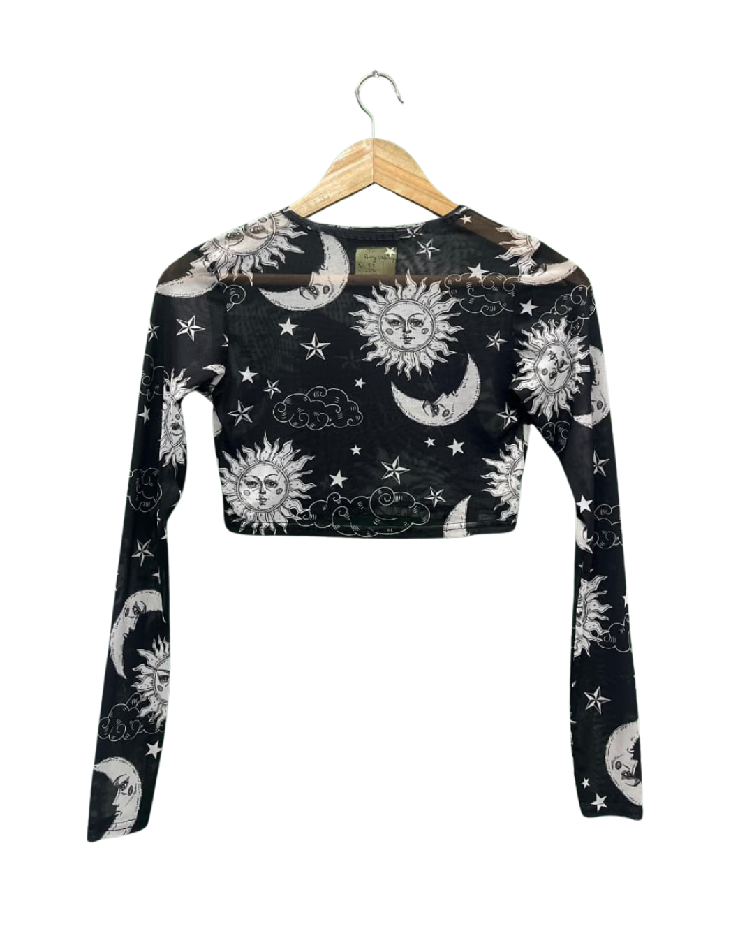PRETTY LITTLE THING SUN & MOON MESH CROP TOP