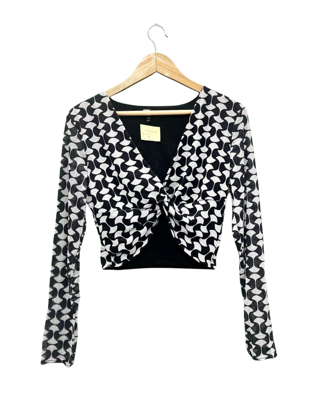 PRINTED LONG SLEEVE TWIST FRONT TOP