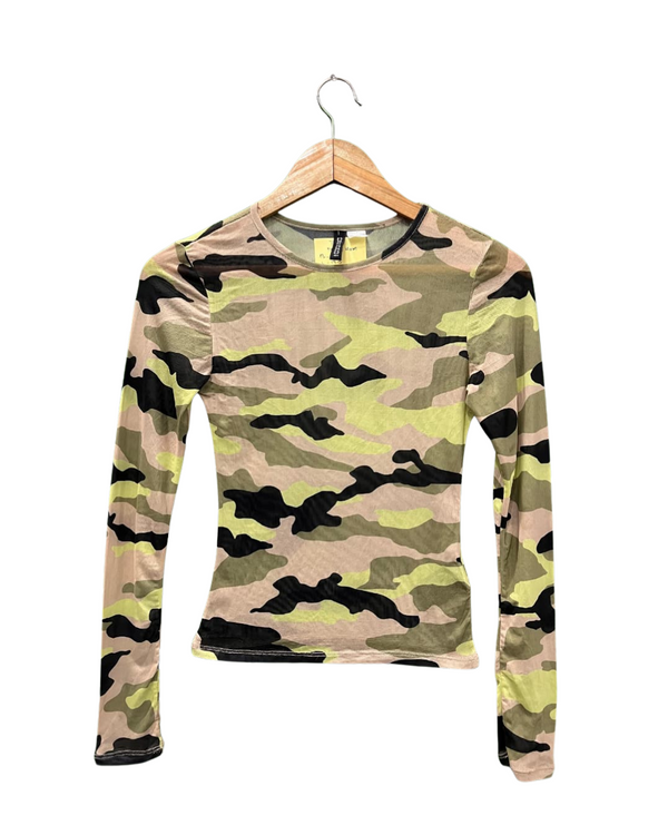 H&M CAMOUFLAGE LONG SLEEVE TOP