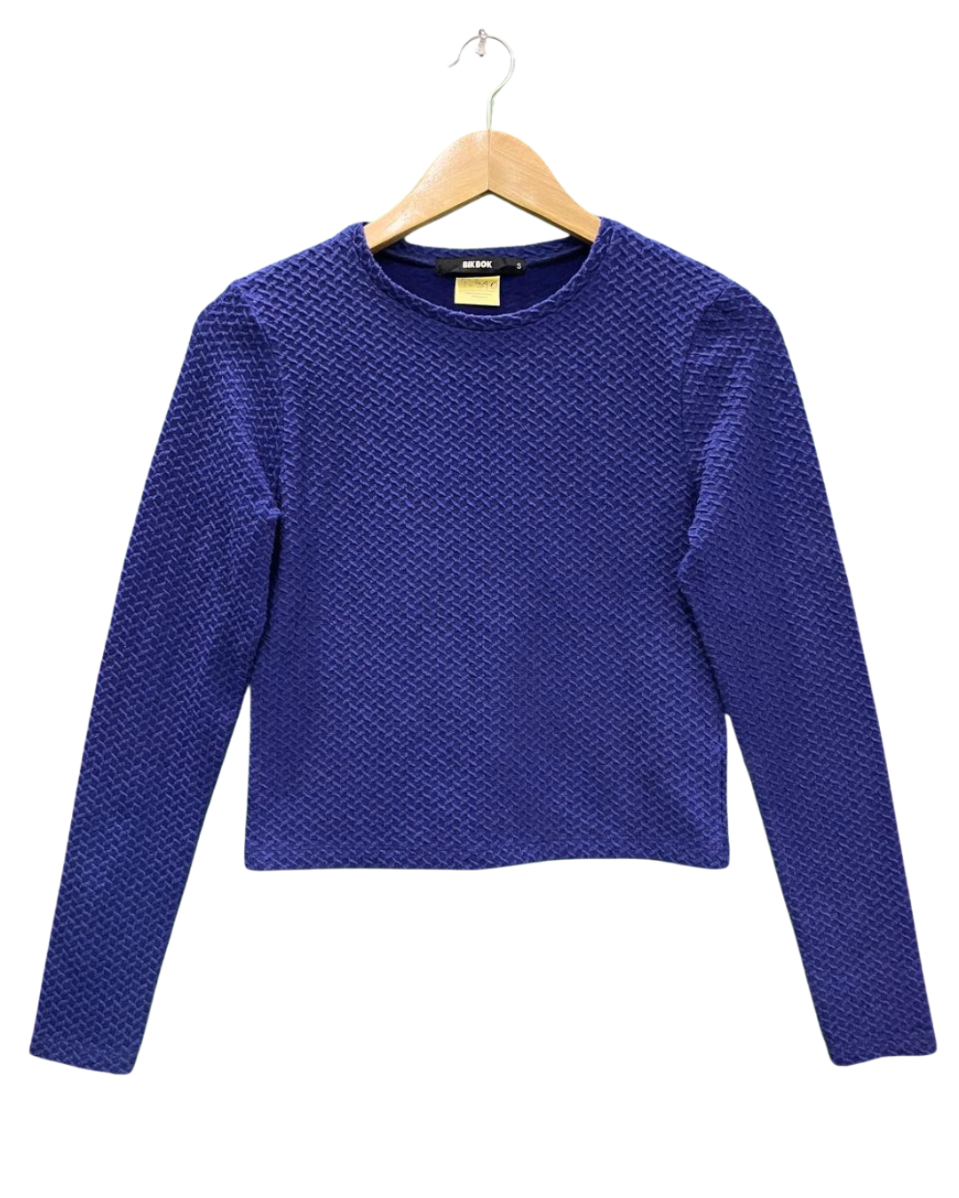 BIK BOK Blue Textured Crew Neck Top