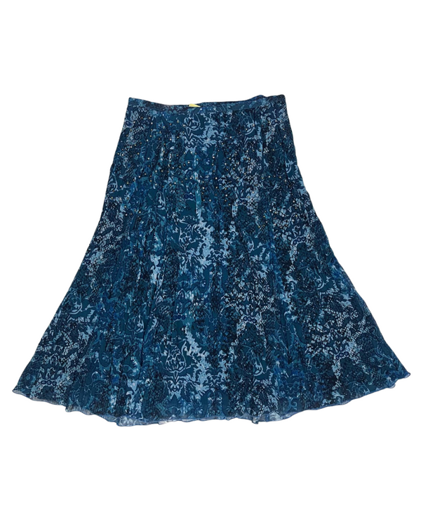Vintage Blue Floral Print Skirt