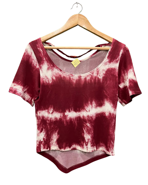 Boho Red And White Tie-Dye Top