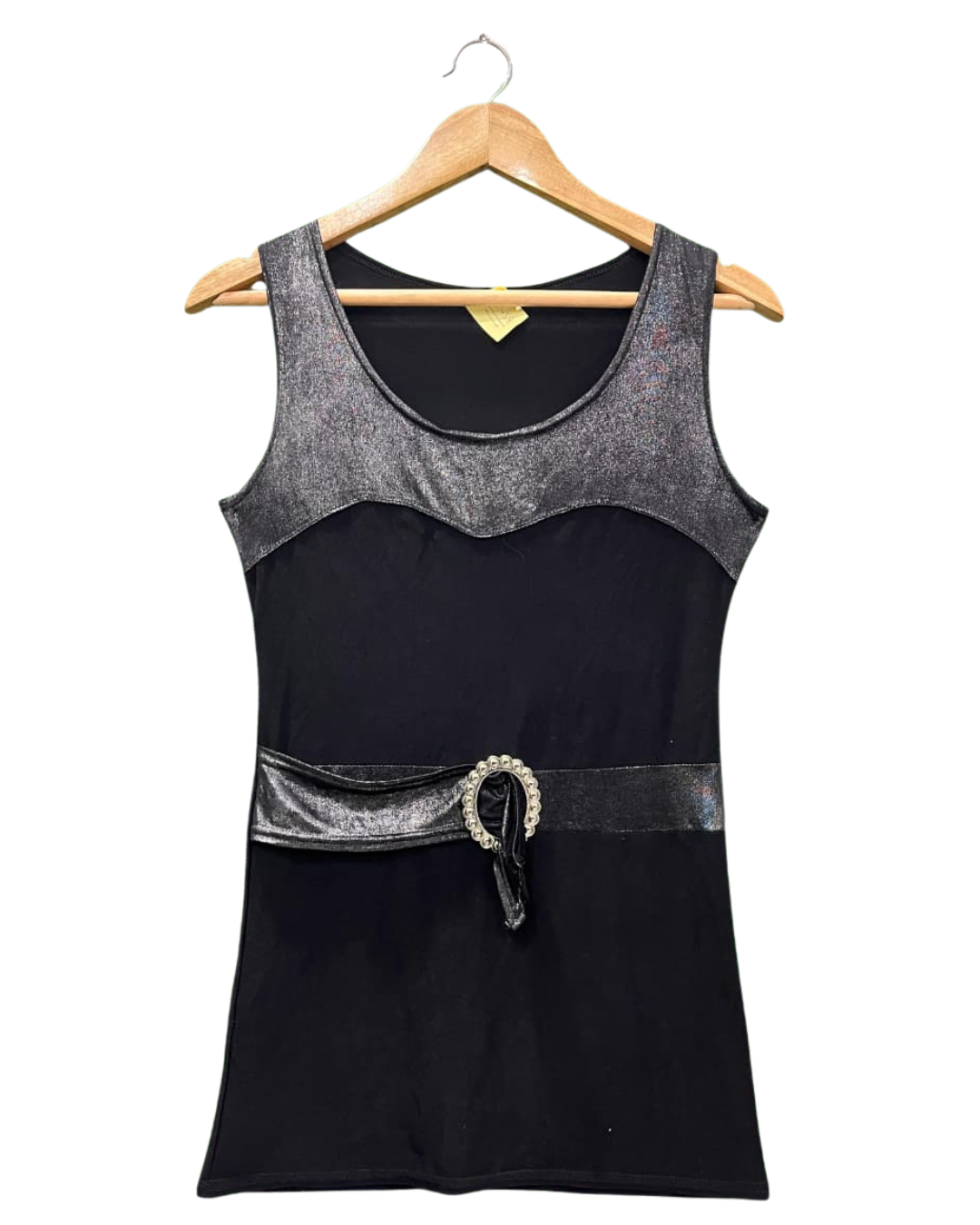 Black Buckle Belt Party Top