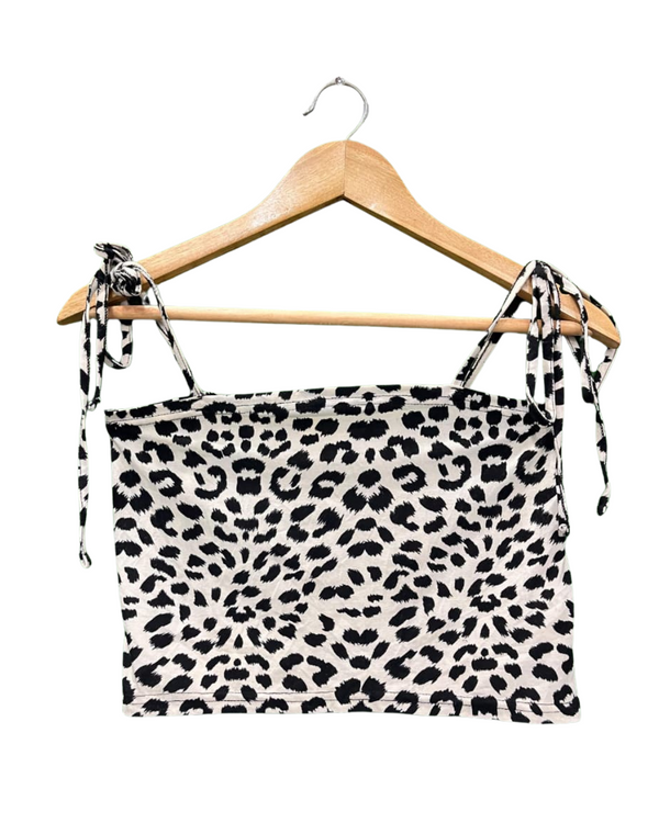 Shein Leopard Print Tie-Strap Top