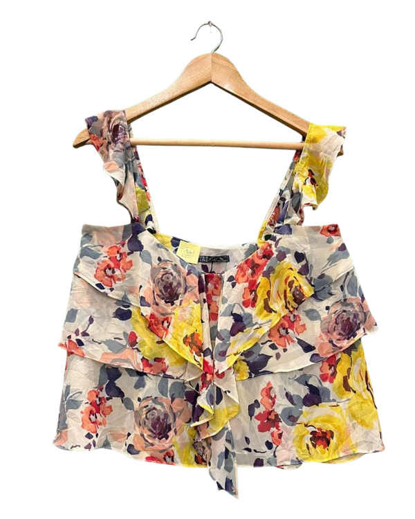 Zara TRF Floral Print Ruffle Top