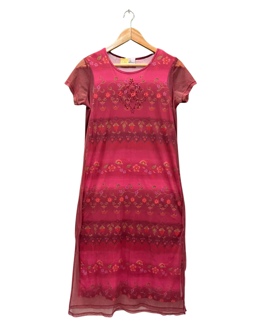 Pink Printed Short Sleeve Dress
