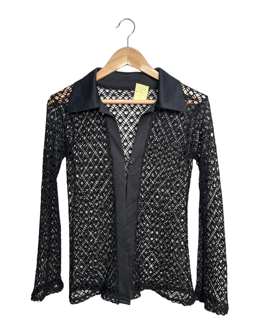 Crochet Button-Front Collared Top