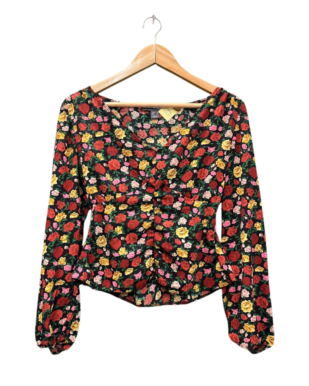 Primark Floral Ruched Long-Sleeve Top