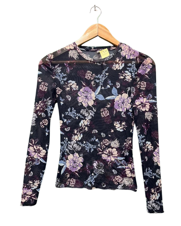 Vintage Floral Mesh Top