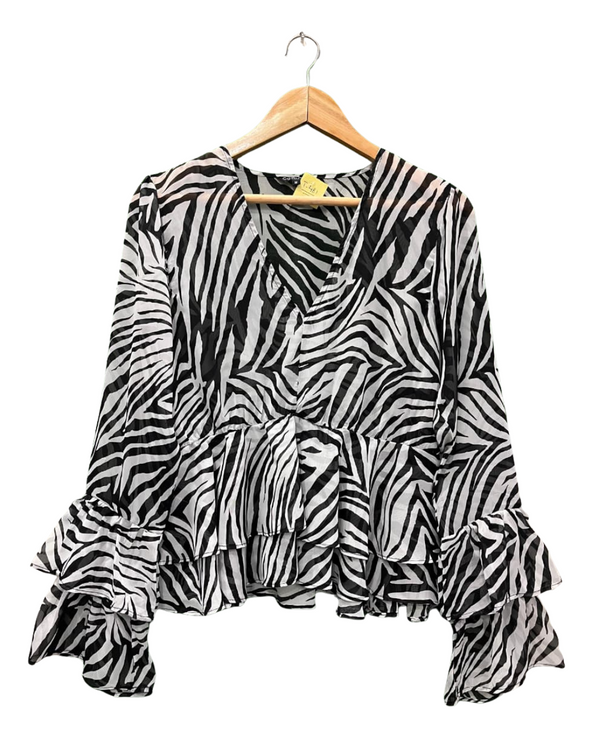 Zebra Stripe Tiered Ruffle Top