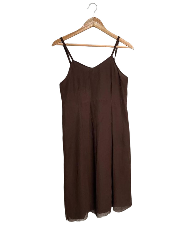 Classic Brown V-Neck Slip Dress