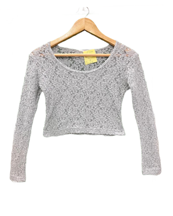 Floral Lace Long Sleeve Crop Top