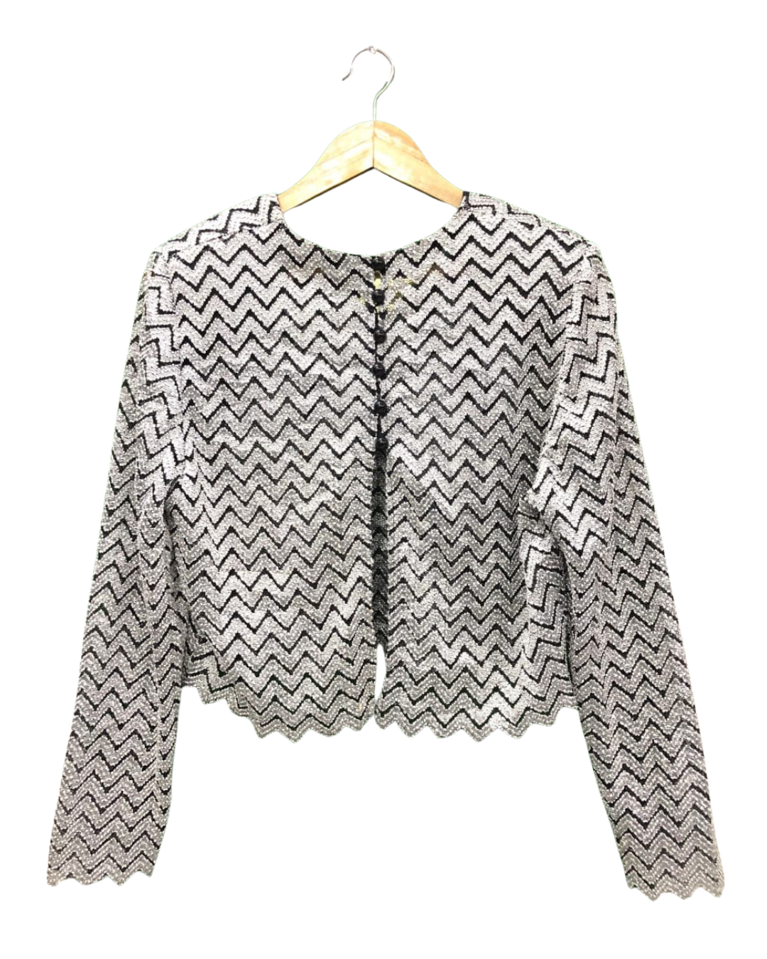 Monochrome Chevron Patterned Cardigan Top