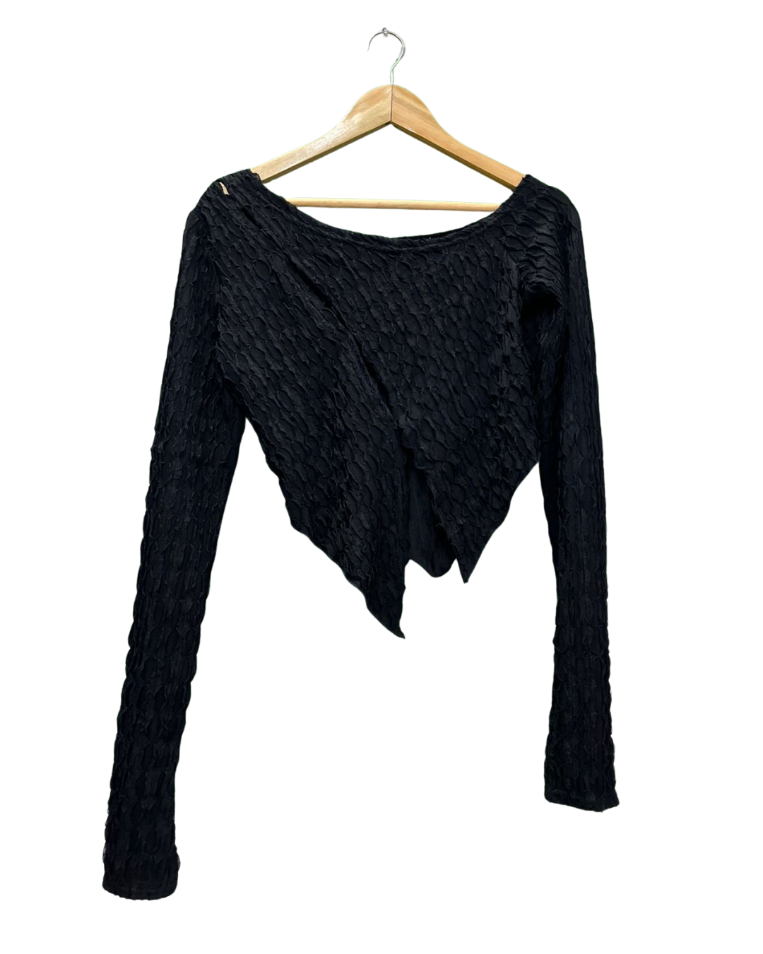 Shein Black Textured Asymmetrical Top