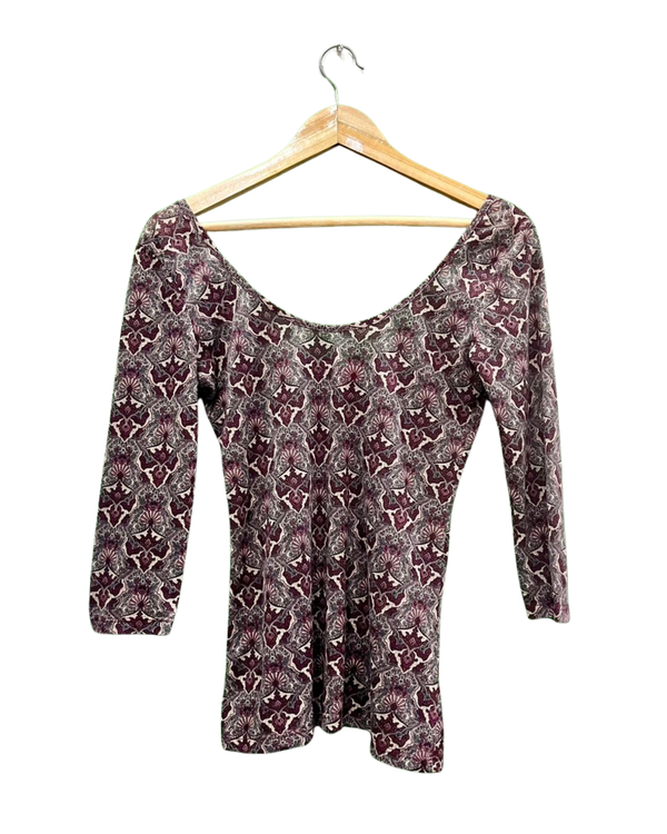 Floral Pattern Scoop Neck Top