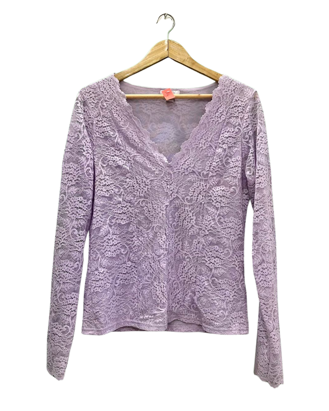 Lavender Lace V-Neck Long-Sleeve Top