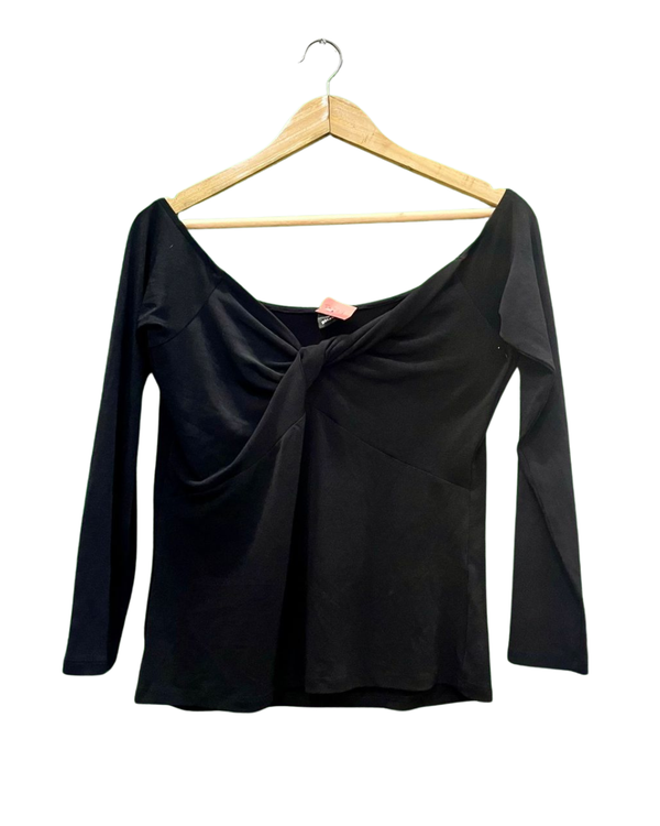 Black Off-the-Shoulder Twist Top