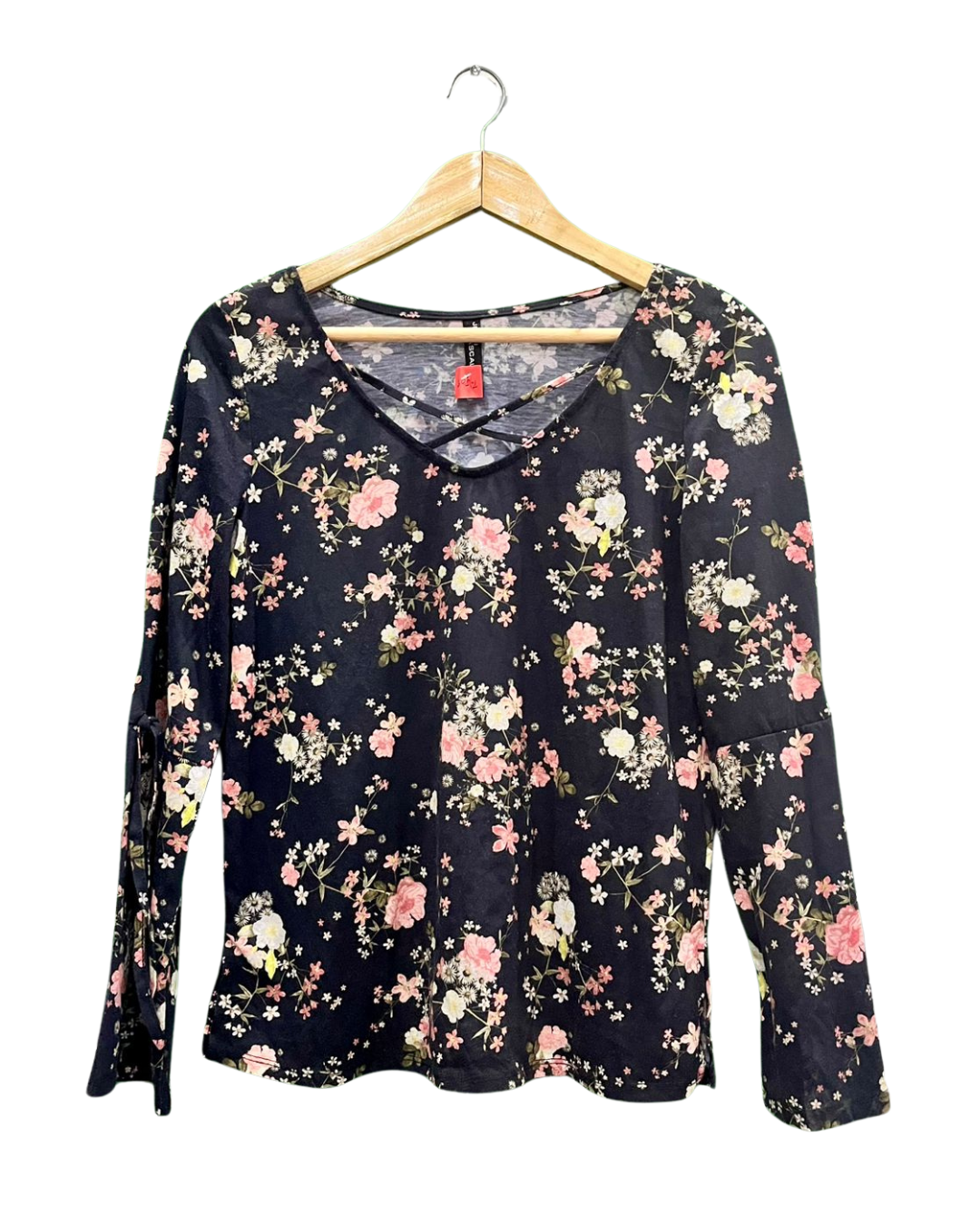 Floral Print Crisscross V-Neck Top