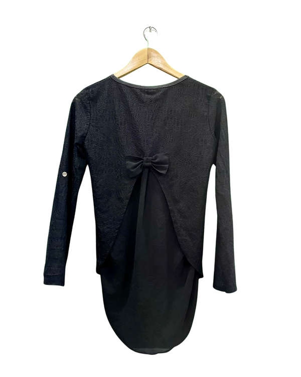 Black Sheer Mesh High-Low Hem Top