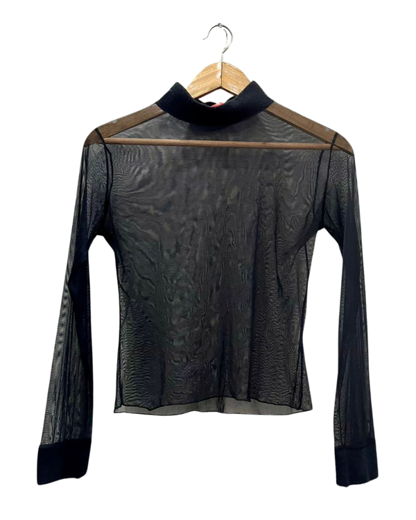 Y2K Style Black Mesh Top