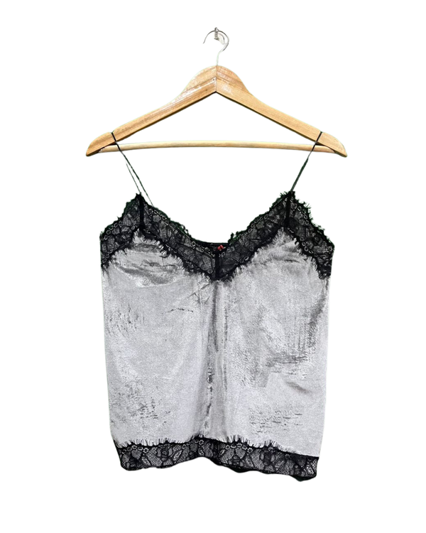 Crushed Velvet Lace Trim Camisole