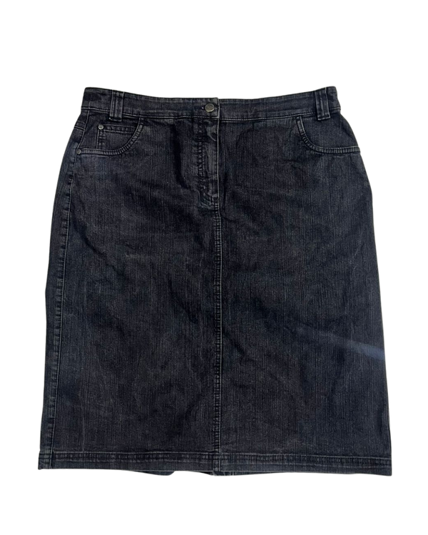 Dark-Wash Denim Pencil Skirt