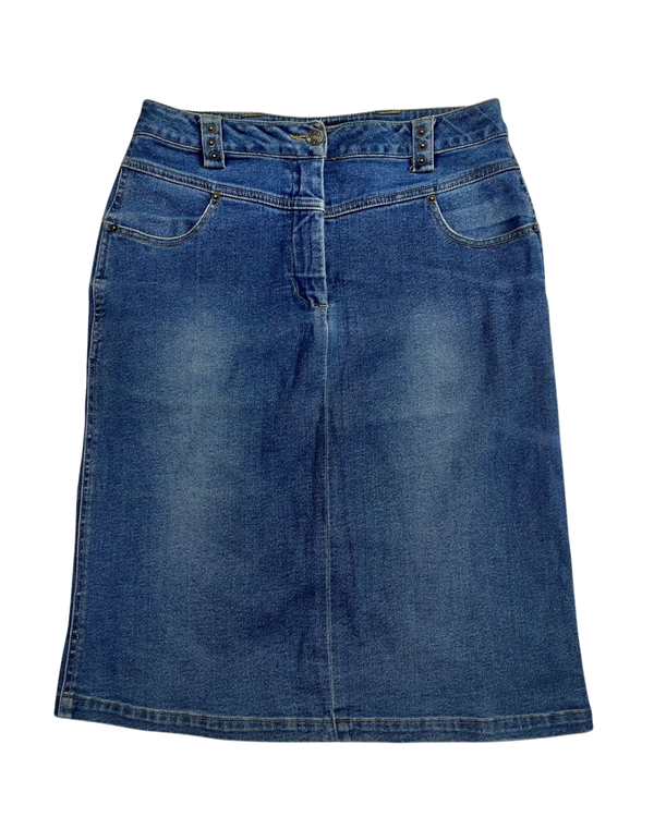 Classic Blue Denim Skirt with Pockets