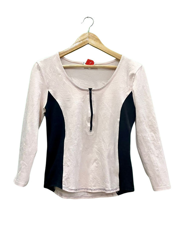Color-Block Half-Zip Long-Sleeve Top