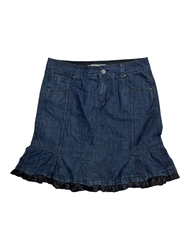 Y2K Style Ruffled Hem Denim Skirt