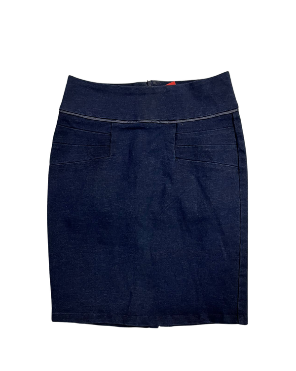 Structured Waistband Denim Skirt