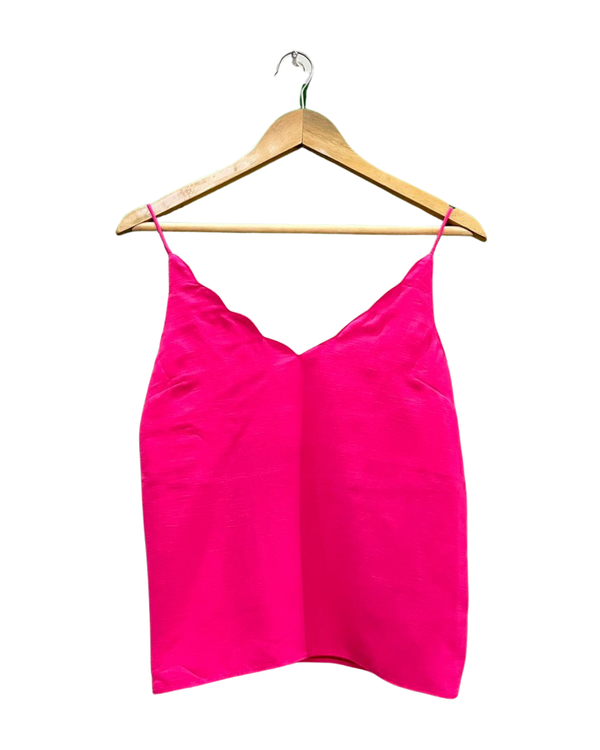 Pink Scalloped V-Neck Camisole