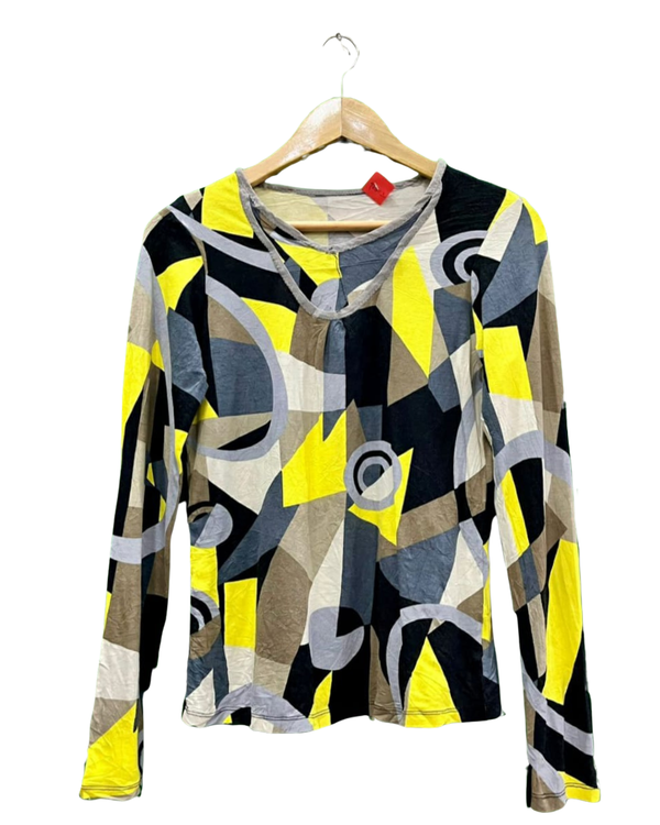 Abstract Print Long-Sleeve Top
