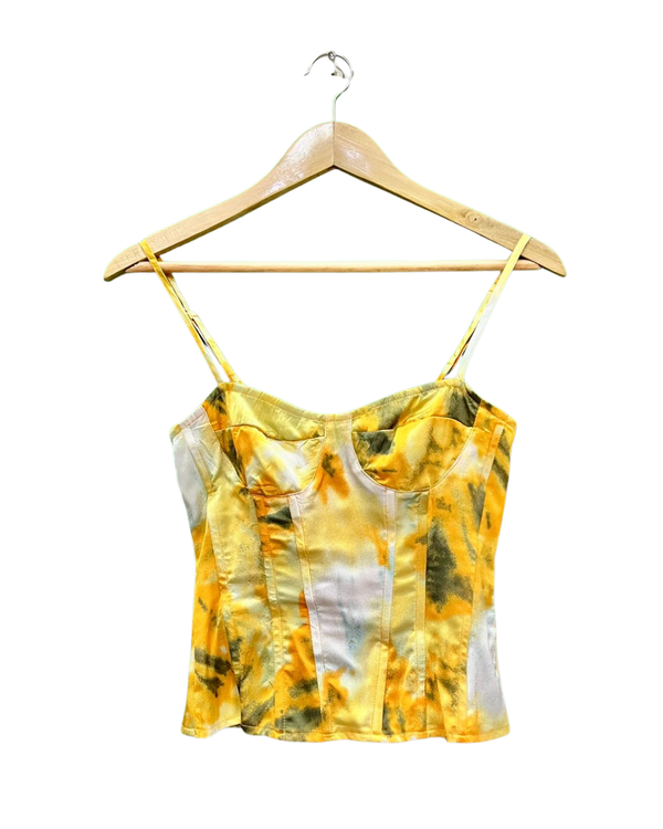 Watercolor Print Boned Corset Top